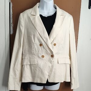 Banana Republic Ivory Double-Breasted Blazer